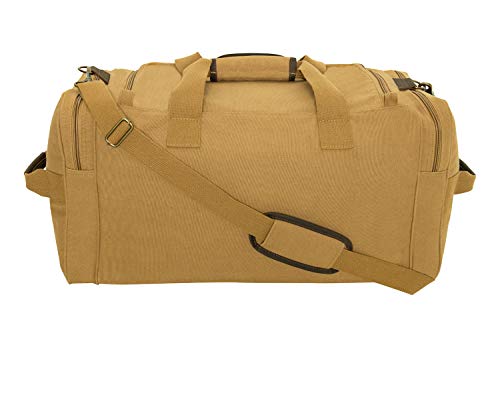 Rothco Canvas Long Weekend Bag - Rugged and Spacious Overnight Weekender Travel Duffel - color: Coyote Brown