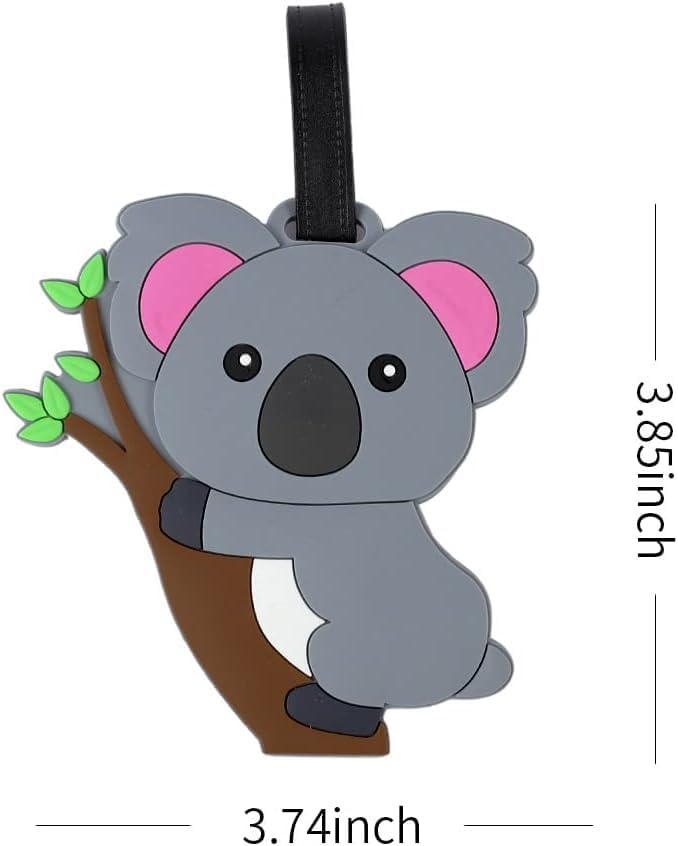 Koala Luggage Tag - Cute Grey Suitcase Identifier for Travel (Grey Koala)