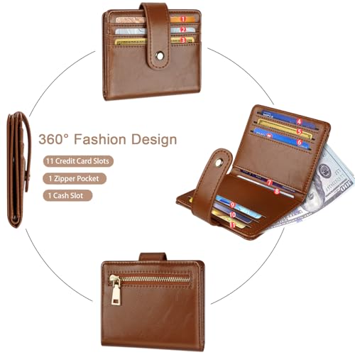 Small Wallets for Women Slim Minimalist Bifold Credit Card Holder - color: A Oil Brown