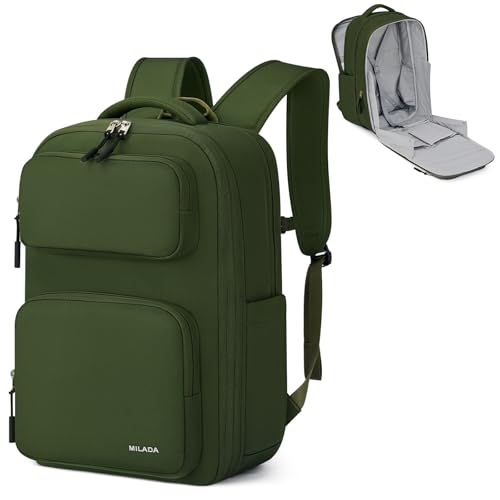 MILADA Travel Backpack, Expandable Carry On Backpack 28L-39L, Green - color: Green