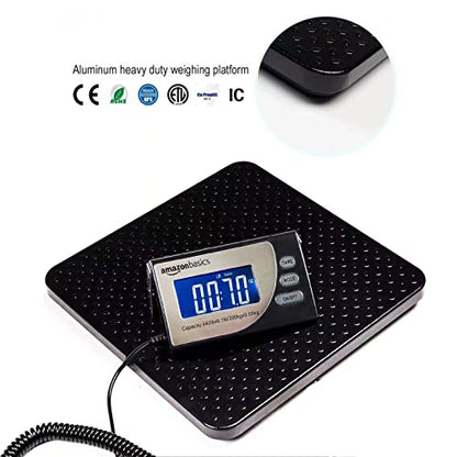Amazon Basics Digital Postal Scale with Tare Function, Heavy Duty, Aluminium Platform, 440 lb Capacity, Digital Shipping, Portable, Black, 440 lb (Pack of 5) - size: 440 lb (Pack of 5)
