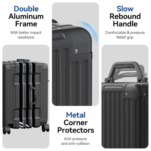 Carry On Luggage, Zipperless Aluminum Frame Suitcase, Gray, 20 in - color: grey, size: 20in