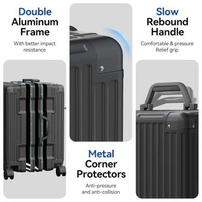 Carry On Luggage, Zipperless Aluminum Frame Suitcase, Gray, 20 in - color: grey, size: 20in