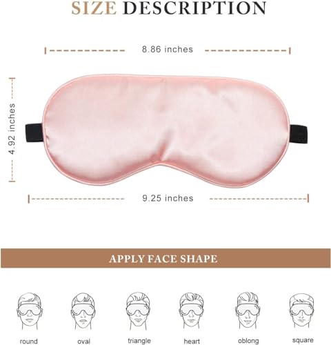 Sleep Mask Silk Eye Mask for Sleeping, Super Soft Blackout Eye Mask for Women Men, Side Sleeper Covers for Sleeping with Adjustable Straps, Travel Sleep Mask, 3 Pack - color: 3 Pack Pink