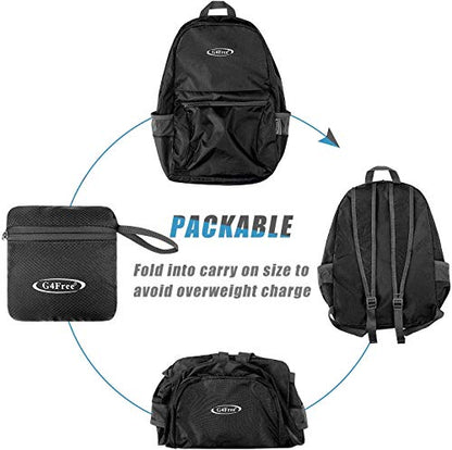 G4Free 20L Lightweight Packable Backpack Travel Hiking Daypack Foldable Backpack for Men Women - color: Black Update, size: 20L