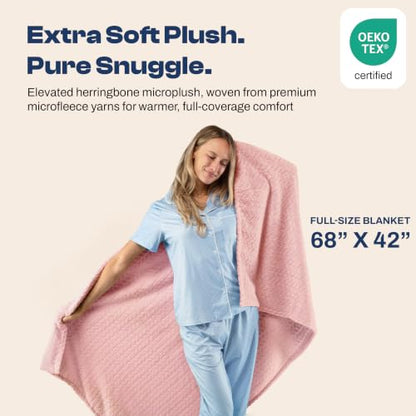 EverSnug Travel Blanket & Pillow 68x42 - Premium Ultra-Soft Microfleece 2 in 1 Compact & Packable Flight Blanket with Soft Bag Pillowcase, Hand Luggage Sleeve and Backpack Clip (Light Pink) - color: Light Pink
