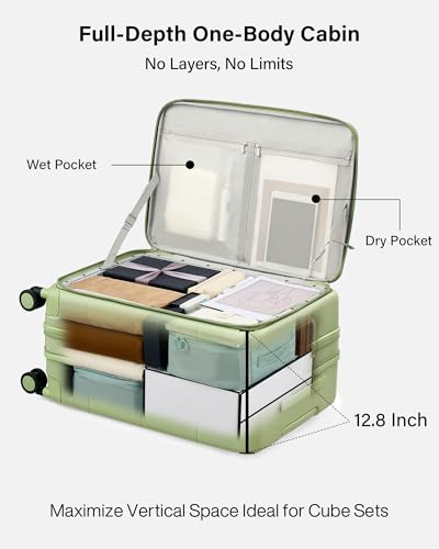 Hanke Expandable Medium Checked Luggage, 24 Inch Top Opening Suitcase - color: Bamboo Green, size: 24 Inch EXT