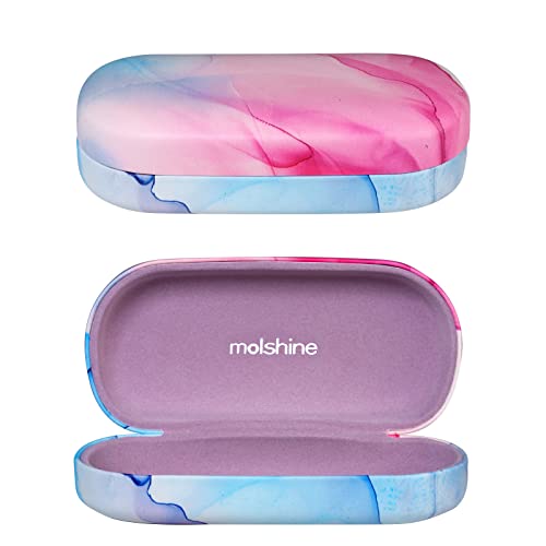 molshine Hard Shell Sunglasses Case,Classic Large Glasses Case for Women Men,Sunglass Eyeglasses - color: Pale Pinkish Purple