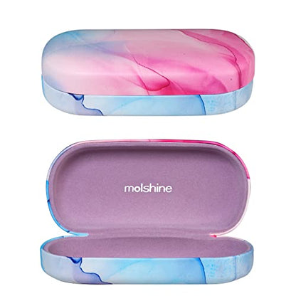 molshine Hard Shell Sunglasses Case,Classic Large Glasses Case for Women Men,Sunglass Eyeglasses - color: Pale Pinkish Purple