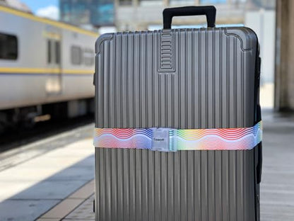 Teeoff 2 Pack Elastic Luggage Straps Adjustable Suitcase Belts Travel Bag Accessories 220CM (Rainbow Wave) - color: Rainbow Wave