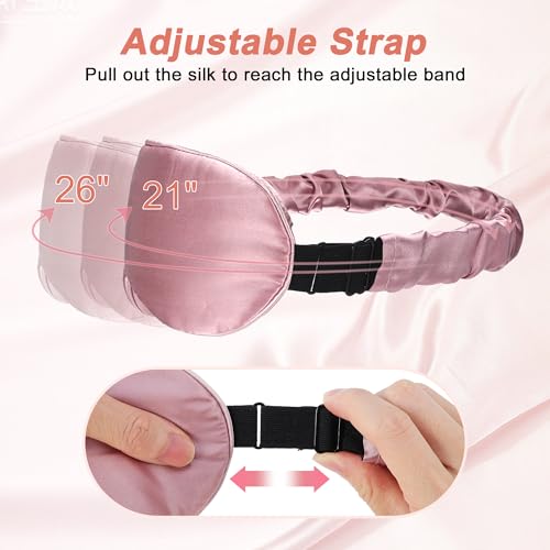VOCOSTE 3D Silk Sleep Mask with Travel Pouch, Bean Pink - color: Bean Pink
