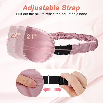 VOCOSTE 3D Silk Sleep Mask with Travel Pouch, Bean Pink - color: Bean Pink