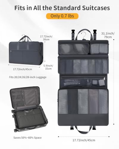 ECOHUB Hanging Travel Closet Portable Luggage Organizer Packing Bag,Grey - color: Grey