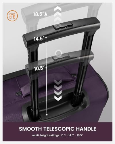 Carry On Luggage 22x14x9 Airline Approved with TSA Lock for Business Trip - color: Purple, size: 22 Inch - Carry-On