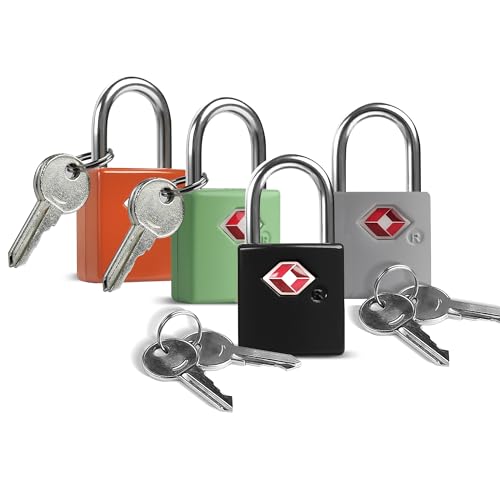TSA Locks for Luggage with Keys, Individually Keyed, 4-Color - color: Multicolor