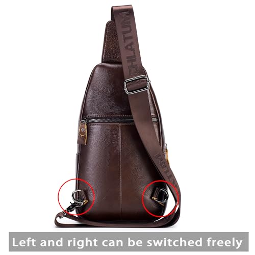 LUKZIJAES Genuine Leather Sling Bag for Men - color: #12-coffee
