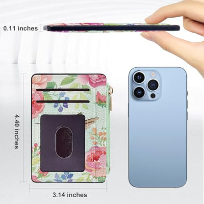 Tipmile Womens Credit Card Holder Wallet, Small Slim RFID Blocking Sleeve - color: Hummingbird