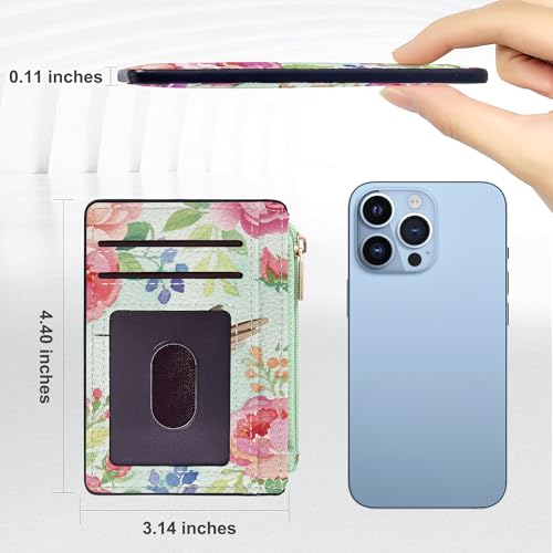 Tipmile Womens Credit Card Holder Wallet, Small Slim RFID Blocking Sleeve - color: Hummingbird