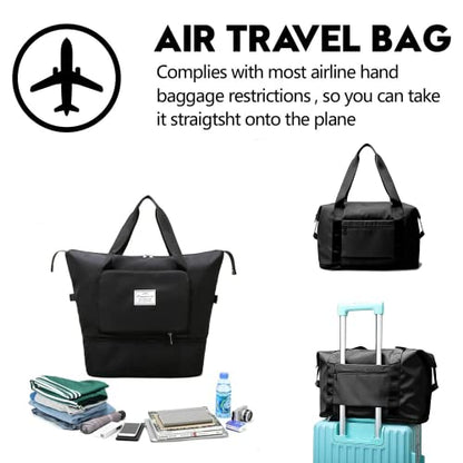 Large Capacity Travel Bag, Expandable Duffel Bag-Water-Resistant Foldable Carry-On with Wet/Dry Compartments | Large Capacity Travel Bag for Gym, Weekends & Overnight Trips (Grey) - color: Grey