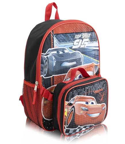 Disney Pixar Lightning McQueen Backpack with Lunch Box Set for Kids - color: Cars