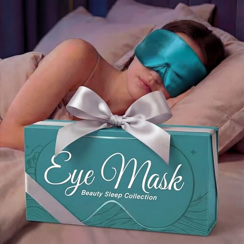 SLEEP SANCTUARY 100% Pure Mulberry Silk Sleep Mask - 22 Momme Light Blocking Hook & Loop Silk Eye Mask for Sleeping - Secure Fit for Side Sleepers, Women & Men - Cloud Soft (Peacock Blue) - color: Peacock Blue