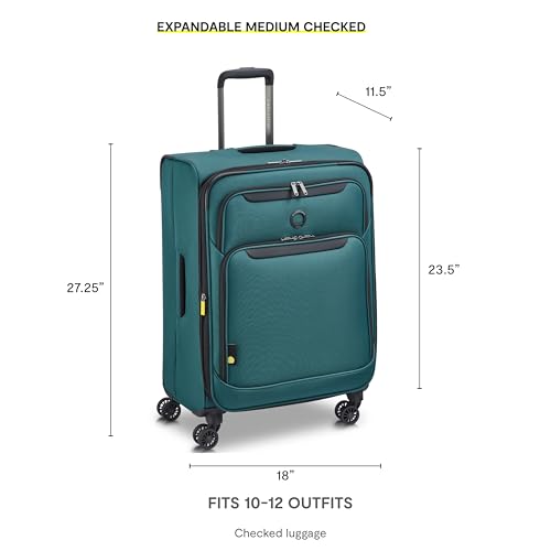DELSEY PARIS Sky Max 3.0, 24 Inch Checked-Medium Luggage, Teal Blue - color: Teal Blue, size: Checked-Medium, 24 Inch