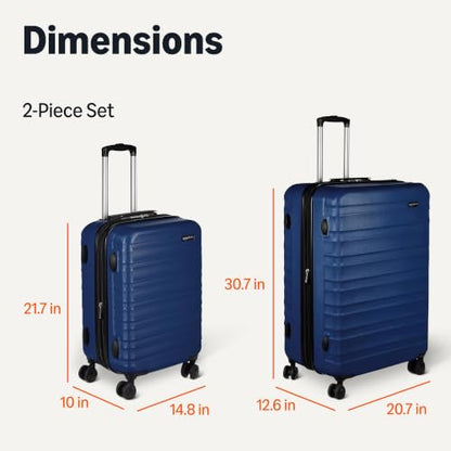 Amazon Basics 2-Piece Hardside Luggage Set (21", 30"), Expandable, Scratch-Resistant Finish, Telescoping Handle, Four Multi-directional Wheels, Navy Blue - color: Navy Blue, size: 2-Piece Set