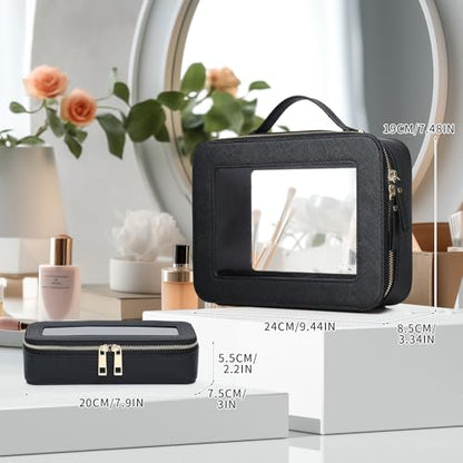 Pinkmik Clear Makeup Bag with Brush Bag, (Black, L+SLIM) - color: B4/Black, size: L+SLIM