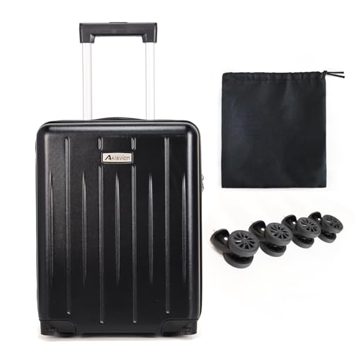 18-inch Carry-on Boarding Luggage: Equipped with Movable Wheels, TSA Approved,Under the Seat, Hard Shell Construction, Lightweight Bag with Essential Accessories (Jet Black) - color: Jet Black