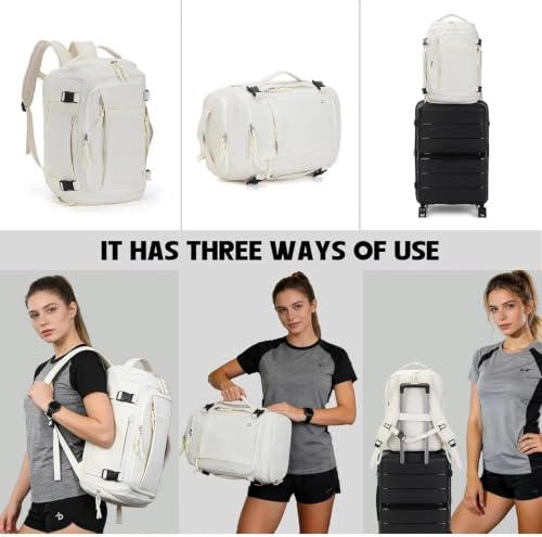 BESMART 28L Travel Duffle Backpack, 2-in-1 Flight Approved Sport Duffel Bag - color: White