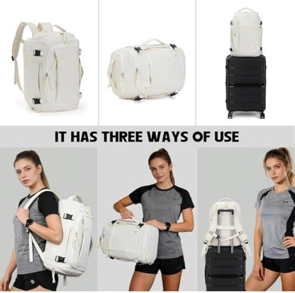 BESMART 28L Travel Duffle Backpack, 2-in-1 Flight Approved Sport Duffel Bag - color: White