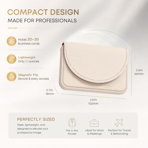 Business Card Holder，PU Leather Business Card Case Wallet White - color: White