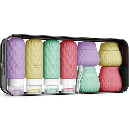Travel Bottles for Toiletries Silicone Travel Size Containers 3.4oz 1.7oz - color: Sweet Ripple