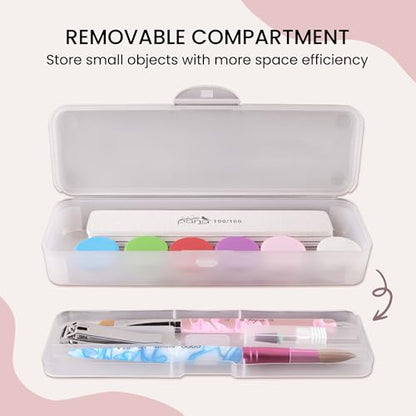 Beauticom Double-Layer Personal Storage Storage Case for Professional Nail Art Pens, Nail Brush, Tools (Frosted White) - color: Frosted White