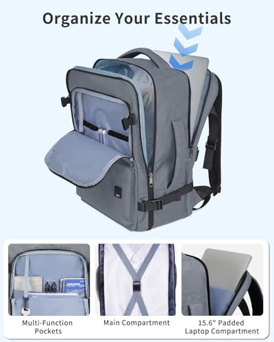 WANDF Personal Item Travel Bag 17x10x9, Carry On Laptop Backpack (Grey) - color: A-grey, size: 17x10x9