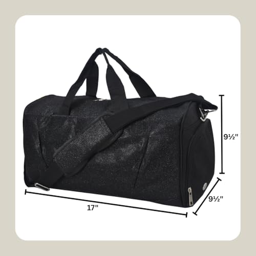 NGIL Glitter Duffel Shoe Compartment Carry On Tote (Glitter-Black) - color: Glitter-Black