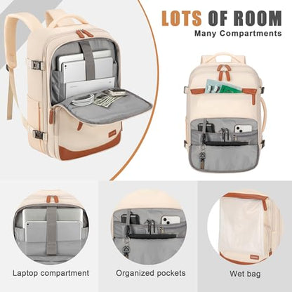 40L Travel Backpack, Flight Approved Carry On Laptop Backpack - color: Beige, size: Large