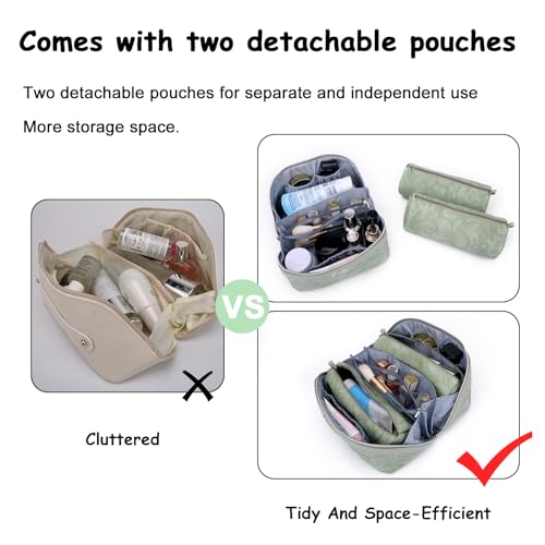 BOYATU Travel Makeup Bags Cosmetic Organizer Bag: 3-Set Make up Bag - color: 02-Light Green