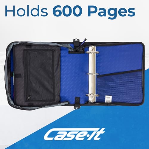 Case-it School Zipper Binder | 3" O-Rings | 600-Sheet | D-146 Midnight Blue - color: B Midnight Blue, size: 1 Pack