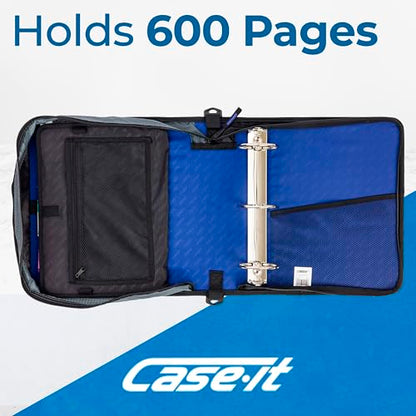 Case-it School Zipper Binder | 3" O-Rings | 600-Sheet | D-146 Midnight Blue - color: B Midnight Blue, size: 6 Pack