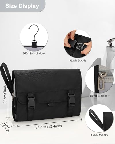 Relavel Travel Toiletry Bag for Men, Large Hanging Toiletries Bag - Black - color: 01 Black, size: X Large