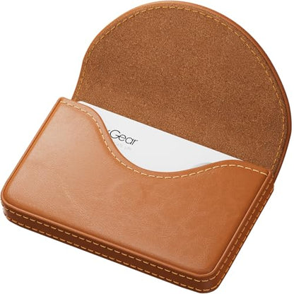 MaxGear Business Card Holder, PU Leather Business Card Case, Light Coffee - color: Light Coffee