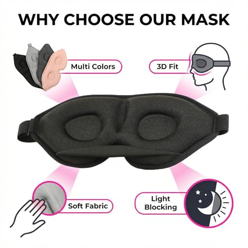 2 Pack Sleep Masks 3D Contoured Eye Mask for Sleeping - color: Darkgray&pink