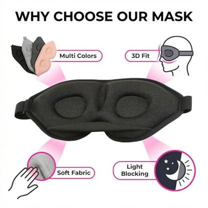 2 Pack Sleep Masks 3D Contoured Eye Mask for Sleeping - color: Darkgray&pink