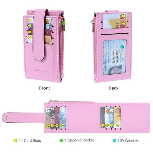 Chelmon Women's RFID Slim Card Holder Wallet - color: Pink