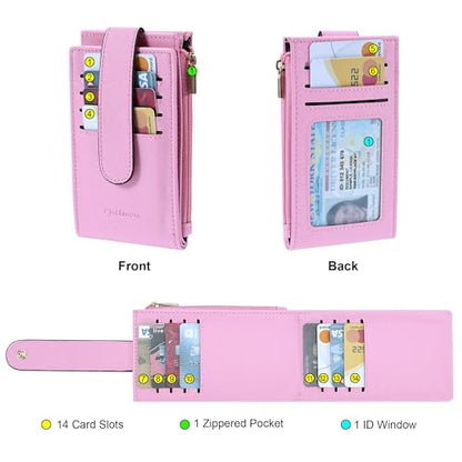 Chelmon Women's RFID Slim Card Holder Wallet - color: Pink