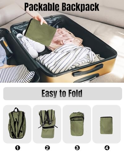 Small Foldable Hiking Backpack for Women Men, 15L Ultralight Collapsible Daypack for Traveling Outdoor Daily, Green - color: Green