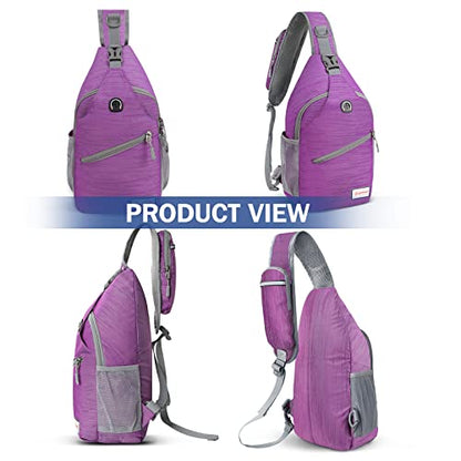 ZOMAKE Sling Bag,Small Crossbody Sling Backpack Shoulder Daypack for Travel - color: Purple B, size: 8L