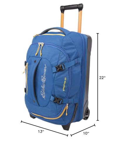 Eddie Bauer Expedition Rolling Duffel Bag with Wheels - True Blue, 22" - color: True Blue, size: 22" (Carry-On)