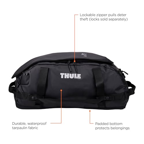 Thule Chasm Duffel bag, Weather-resistant materials, Easy packing, Converts to backpack, Internal pockets, Travel-ready - color: Black, size: 40L